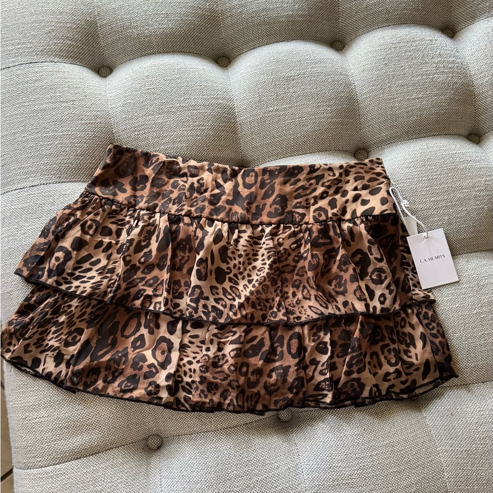 La Hearts Animal Print Skirt